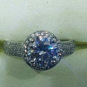 Silver CZ Halo Ring